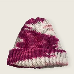 Knit strawberry milk beanie